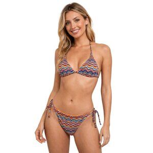 NWT Milly Barcelona Metallic Chevron String Bikini Size S Multicolor Dopamine